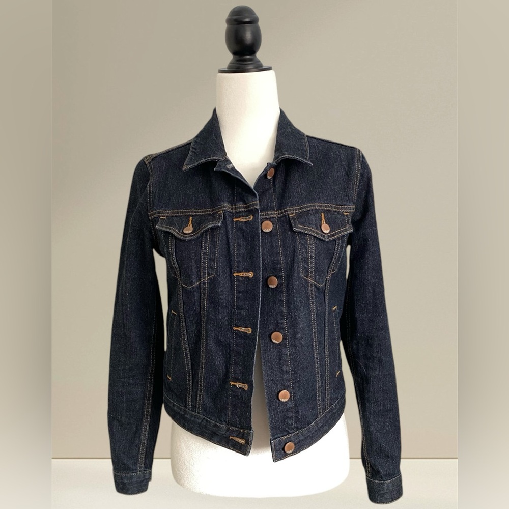 GAP 1969 XS Icon Flap Jack Denim Jean Jacket, Dark Blue